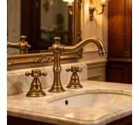 3 Hole Victorian Wash Sink Mixer Tap with Double Cross Handles
