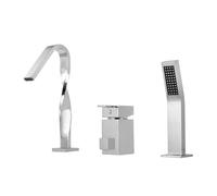 3 Hole Wall Mounted Bath Tap Chrome Bathtub Hand Shower Tap Set Bathroom 3 Hole Tub Mixer Faucets LWX