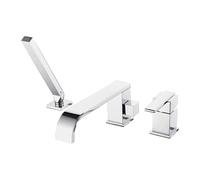 3-Hole Waterfall Bathtub Faucet with Long Spout Chrome Finish - Modern Bathroom Sink Mixer Tap & Stylish Bathtub Tap for Luxury Spa Experience