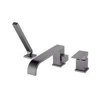 3-Hole Waterfall Bathtub Faucet with Long Spout Gray - Stylish Modern Design Easy Installation Brass Construction for Luxury Bathroom Experience