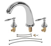 3 Hole Widespread Bathroom Sink Faucet, Bathroom Faucet Double Handle Split Faucet Full Copper Basin Faucet European Style Bathroom Sink Faucet for Bathroom (Silver)