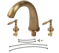 3 Hole Widespread Bathroom Sink Faucet, Bathroom Faucet Double Handle Split Faucet Full Copper Basin Faucet European Style Bathroom Sink Faucet for Bathroom (Antique)