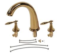 3 Holes Basin Faucet, Vintage Double Handle Basin Mixer Tap, Full Copper Bathroom Tap Hot and Cold Water Taps(Gold)
