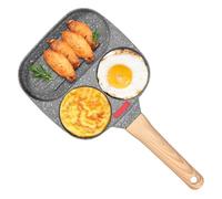 3 Holes Frying Pan, Alloy Frying Pan with Stick Coating, Multi Egg Frying Pan, Easy Cooking Frying Pan with Heat Sensitive Silicone Strips Compatible with Gas Stoves Suitable for Eggs Ham(black)