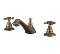 3 Holes Vintage Double Cross Handle Basin Mixer Tap Widespread Bathroom Sink Bathtub Tap Deck Mounted,8 inch 2 Handles 3 Holes Bath Tub Taps Antique Brass