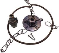 3 Hook Ceiling Rose Pendant Set Antique Brass Finish Includes Ceiling Rose, Cable, Chains and Lamp Holder (6 inch Chain Length)