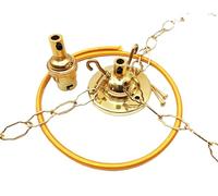 3 Hook Ceiling Rose Pendant Set Brass Finish Includes Ceiling Rose, Cable, Chains and Lamp Holder (12 inches Chain)