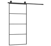 vidaXL Sliding Door with Hardware Set 90x205 cm ESG Glass&Aluminium, Black