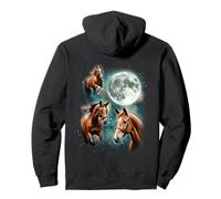 3 Horses Howl At The Moon Majestic Equestrian Mountain Pullover Hoodie