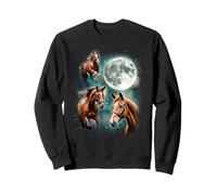 3 Horses Howl At The Moon Majestic Equestrian Mountain Sweatshirt
