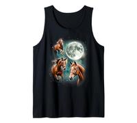 3 Horses Howl at The Moon Majestic Equestrian Mountain Tank Top