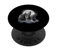 3 Horses Howling At The Moon Funny Horse Lover Equestrian PopSockets Adhesive PopGrip