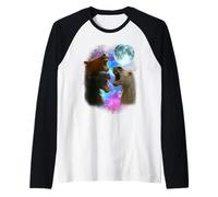 3 Horses Howling at The Moon Funny Horse Lover Equestrian Raglan Baseball Tee