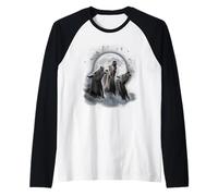 3 Horses Howling at The Moon Funny Horse Lover Equestrian Raglan Baseball Tee