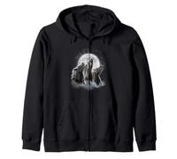 3 Horses Howling At The Moon Funny Horse Lover Equestrian Zip Hoodie