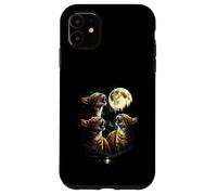 3 Howling Autumn Cat At Moon Vintage Funny 80s-90s Graphic Case for iPhone 11