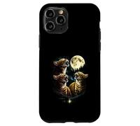 3 Howling Autumn Cat At Moon Vintage Funny 80s-90s Graphic Case for iPhone 11 Pro