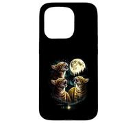 3 Howling Autumn Cat At Moon Vintage Funny 80s-90s Graphic Case for iPhone 15 Pro