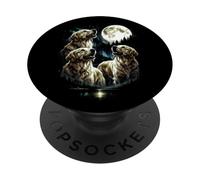 3 Howling Golden Retriever Moon Vintage Style Funny 80s-90s PopSockets Adhesive PopGrip