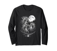 3 Howling Otter Moon Aurora Vintage Style Funny 80s-90s Long Sleeve T-Shirt