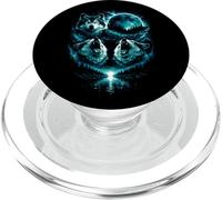 3 Howling Wolf At The Forest Cold Blue Full Moon Vintage PopSockets PopGrip for MagSafe