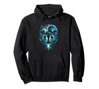 3 Howling Wolf At The Forest Cold Blue Full Moon Vintage Pullover Hoodie