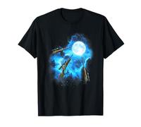 3 Hunting Gun Howling at The Moon Colorful Blue T-Shirt