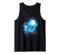 3 Hunting Gun Howling at The Moon Colorful Blue Tank Top