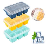 3 Ice Cube Trays and 4 Ice Cube Bags, Mini 6-Compartment Ice Cube Molds, Soft Reusable, Removable Easy Release Ice Molds with Lids, Suitable for Freezer, Drinks, Cocktails