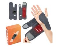 3-in-1 660nm LED Heated Wrist Wrap with 5 Heating Levels and 3 Vibration Mode Electric Heating Wrist Guard, for Pain Relief and Comfort (1PCS),Grey-Righthand
