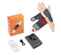 3-in-1 660nm LED Wrist Heating Pad with 5 Heating Levels and 3 Vibration Mode Cordless Wrist Heating Pad Wrap, for Pain Relief and Comfort (1PCS),Grey-Righthand