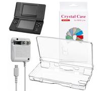 3-in-1 Accessories Kit for NDS Lite Case - Ultra Clear Crystal Transparent Hard Shell Case Cover with Power Charger and Screen Protector Compatible with Nintendo DS Lite NDSL