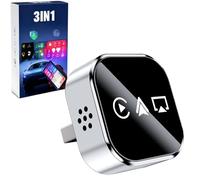 3 In 1 Adapter,3 In 1 Carplay Adapter,2026 Upgrade Wireless Carplay Adapter,Plug And Play, Stable Connection & No Latency,For Car Play&Android Auto (Silver,For iPhone)