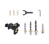 3 in 1 Adjustable Doweling Jig Woodworking Pocket Hole Jig W / 6/8 / 10 / 15mm Drill Bit for Drilling Guide Locator Puncher Joint Connector