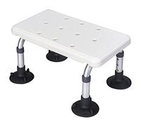 3-in-1 Adjustable Shower Stool with Non-Slip Base - 22-27cm Height Range Elderly Bath Step Stool, Heavy Duty 400lbs Bed/Kitchen Safety Stool, Waterproof,White,Suction cups Foot mats