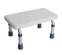 3-in-1 Adjustable Shower Stool with Non-Slip Base - 22-27cm Height Range Elderly Bath Step Stool, Heavy Duty 400lbs Bed/Kitchen Safety Stool, Waterproof,White,Ordinary foot mats