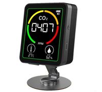 3-in-1 Air Quality Monitor with Detection | Temperature & Humidity Sensor for Indoor Environmental Monitoring - ABS Housing | 400-5000 ppm Range | ±10 ppm(black)