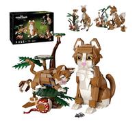 3 in 1 Animal Building Set, Cat Fox Kangaroo Creator Buildable Toy, Posable Pet Figures with Forest Scenery, Creative Bricks Kit Gifts for Teens & Adults, 1038 Pieces