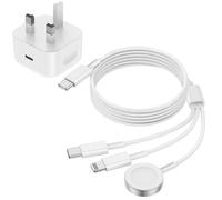 3-in-1 Apple Watch Charger,USB C Cable for iWatch & iPhone,2M Fast Charging Cable with 20W Wall Charger for iWatch Series 11/10/9/8/7/SE/Ultra & iPhone17/16/15/14/13/AirPods