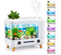 3 in 1 Aquarium Raindrop Diffuser Humidifier Diffuser | 300 ml Essential Oil Diffuser 7 Colours LED Micro Landscape Aroma Diffuser, 2 Timer Setting for Home, Office, Bedroom