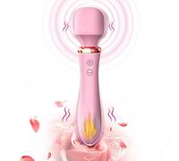 3 in 1 AV Massage Wand Dildo Vibrator G Spot Vagina Clitoral Nipple Stimulator with Heating Function for Women, 10 Powerful Vibrations Dual Motor Personal Massager Masturbator (Pink)