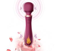 3 in 1 AV Massage Wand Dildo Vibrator G Spot Vagina Clitoral Nipple Stimulator with Heating Function for Women, 10 Powerful Vibrations Dual Motor Personal Massager Masturbator (Purple)