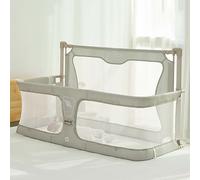 3 in 1 Baby Bassinet, Bassinets Bedside Sleeper with breathable and visible mesh window,soft washable liner cover and sturdy aluminum alloy,for cosleeping baby bed,Portable Bedside Crib(Creamy-white)