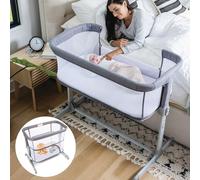 3 in 1 Baby Bassinet, Bedside Sleeper, & Playpen, Easy Folding Portable Crib (Grey)- KoolaBaby (Mesh Bassinet)
