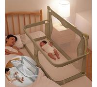 3 in 1 Baby bassinets bedside sleeper, co sleeping bed for baby, for co sleeper for baby in bed, Portable Crib, breathable and visible mesh window,soft washable liner cover and sturdy aluminum alloy (