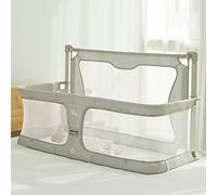 3 in 1 Baby Bedside Sleeper - Folding Portable Crib with Breathable Mesh Window, Sturdy Aluminum Alloy & Washable Cover - Co-Sleeper Stationary for Newborns, Infants, and Toddlers - Easy to Assemble.