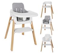 3-in-1 Baby High Chair, Convertible High Chairs for Babies and Toddlers with Adjustable 5-Level Footrest & Dishwasher Safe Tray, Wooden Infant Highchair with Harness for 6 Months and Up, Modern Design