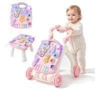 3 in 1 Baby Walker for Toddler with Music & Light,Push Along Walker for Babies with Activity Center,Entertainment Game Table,Speed Adjustable Learning Toys,Birthday Gifts for Girls and Boys(Pink)