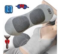 3-in-1 Back Massager,2026 Upgraded Electric Back Massager with Traction, Vibration & Heat,Portable Core Relief Electric Massage Cushion (Light Gray)