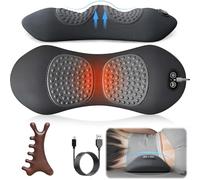 3-in-1 Back Therapy Massager with Heat, Upgraded Triple Fusion Massager, Vibration Massage, Traction, 26° Spine Support, Ergonomic Contour, for Sleeping at Home & Office (Dark Gray)